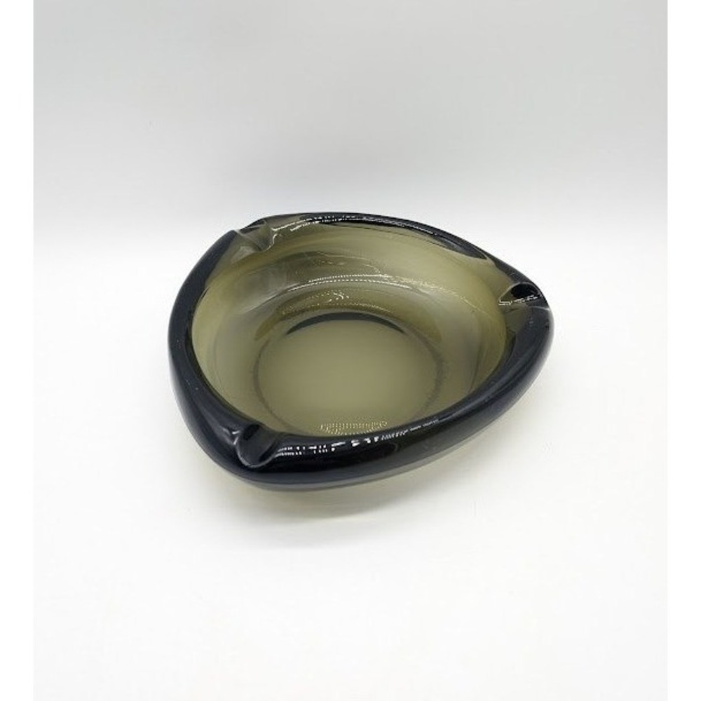 Vintage Viking Smoky Glass Ashtray Rounded Triangle 8.5" Mid Century Modern MCM
